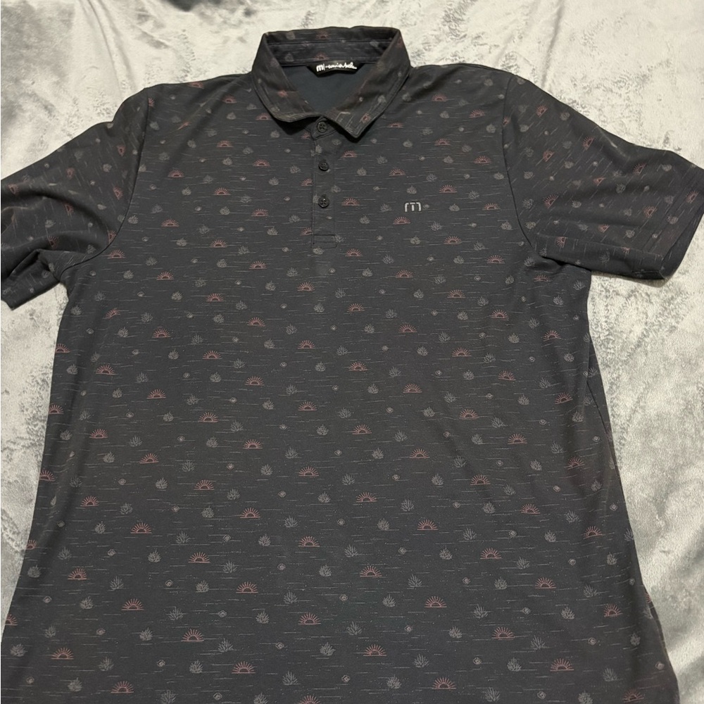 Travis Mathew Gray Polo With Subtle Pattern - image 2